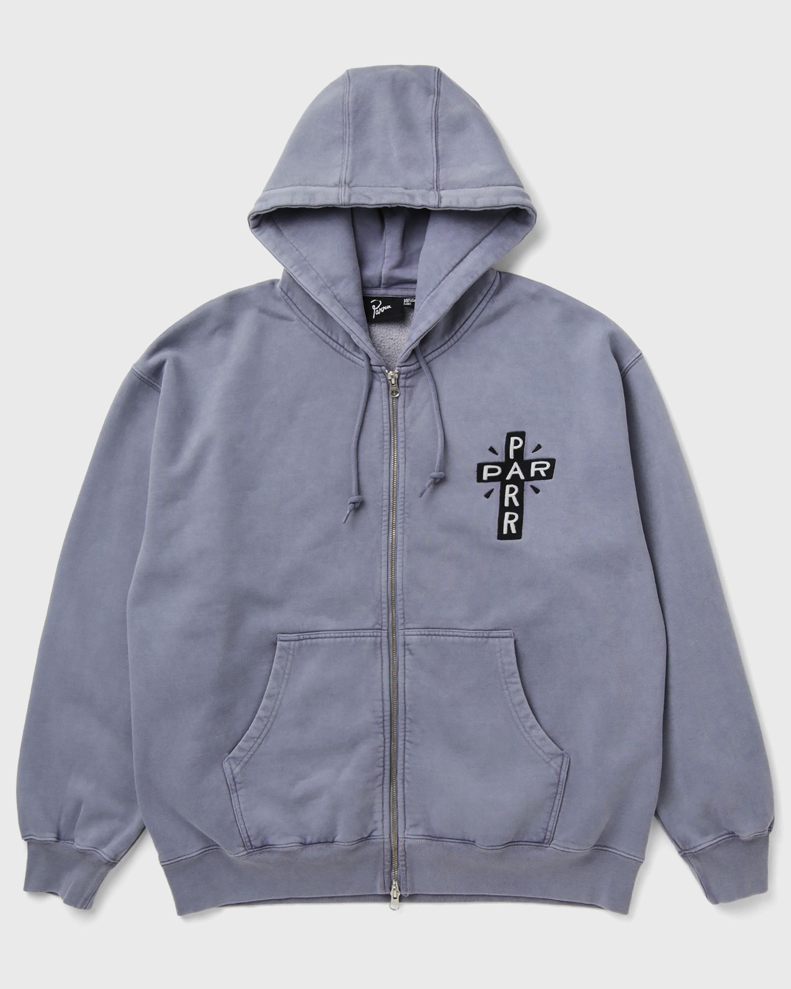 By Parra A Cross to bear zip hooded sweatshirt, blue