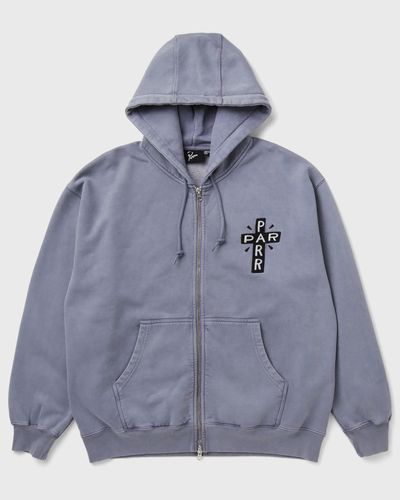 By Parra A Cross to bear zip hooded sweatshirt, blue