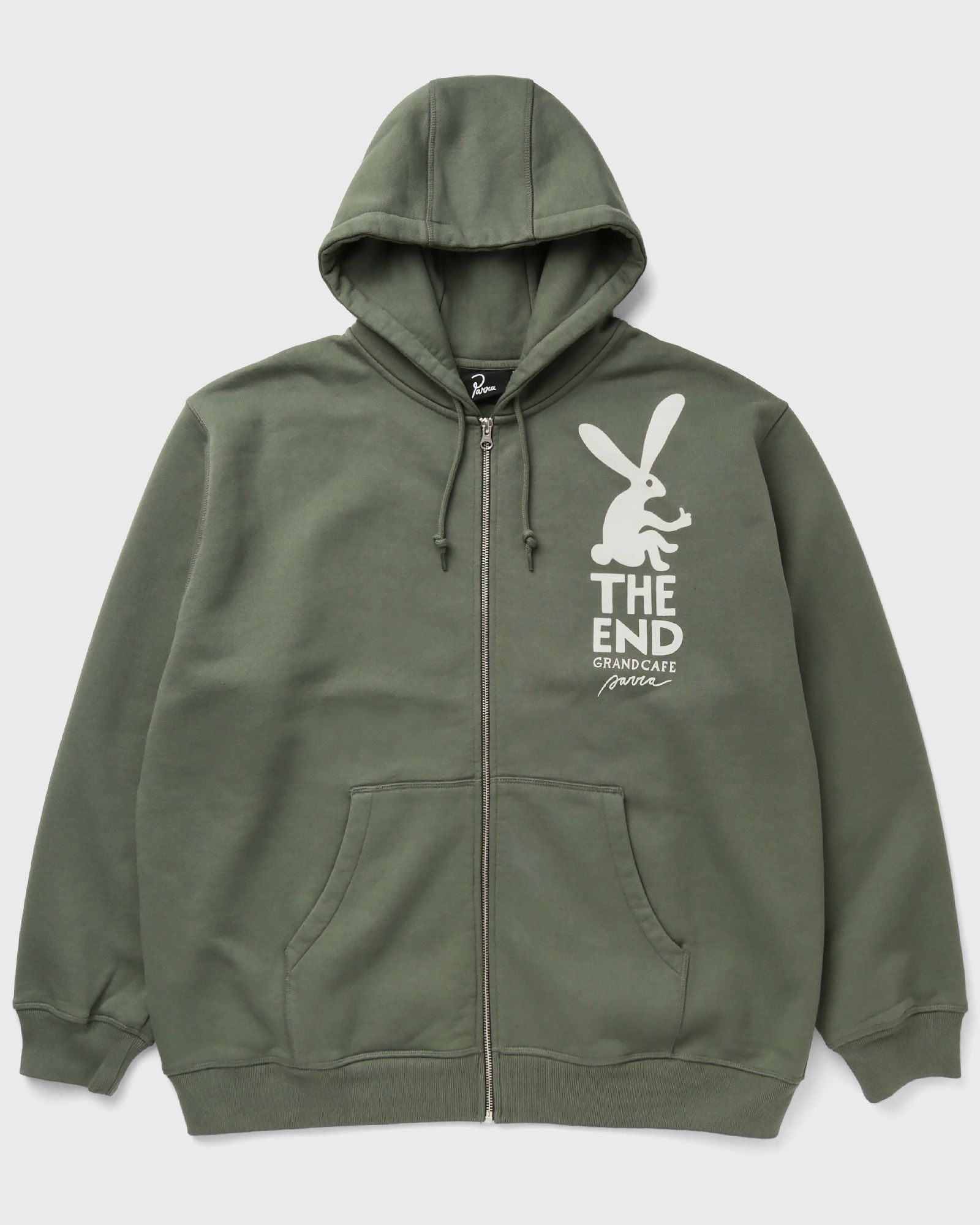 By Parra END THE BUNNY ZIP HOODED SWEATSHIRT, green