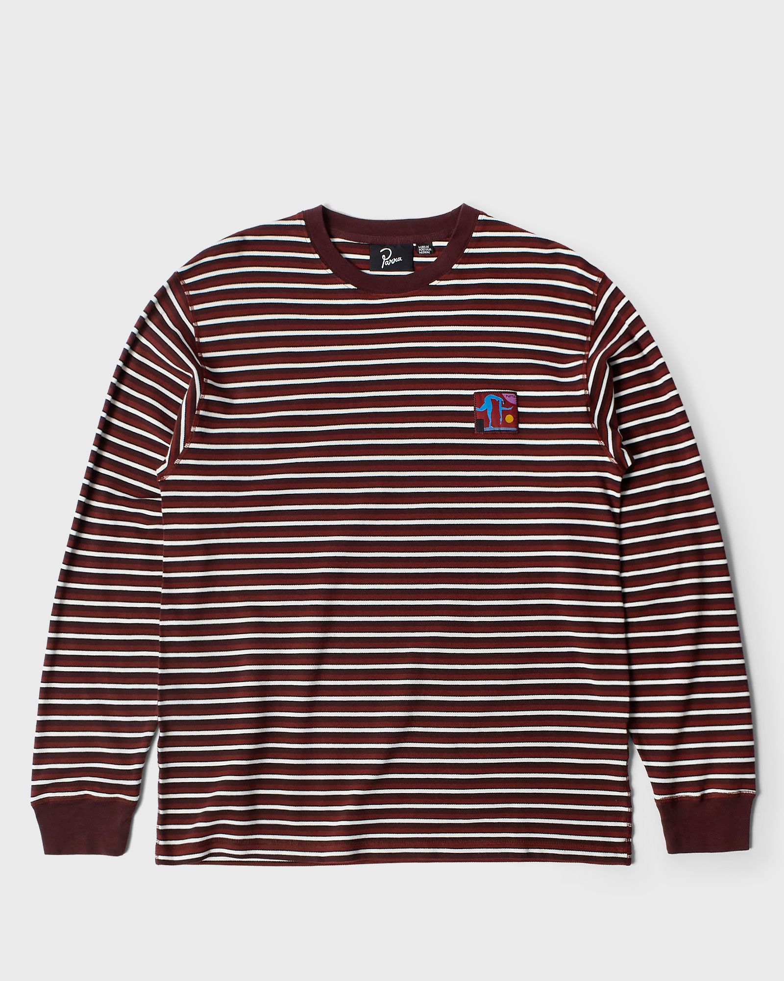 By Parra Tripped stripes pique long sleeve t-shirt, red|white