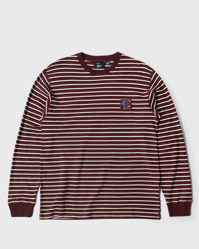 By Parra Tripped stripes pique long sleeve t-shirt, red|white