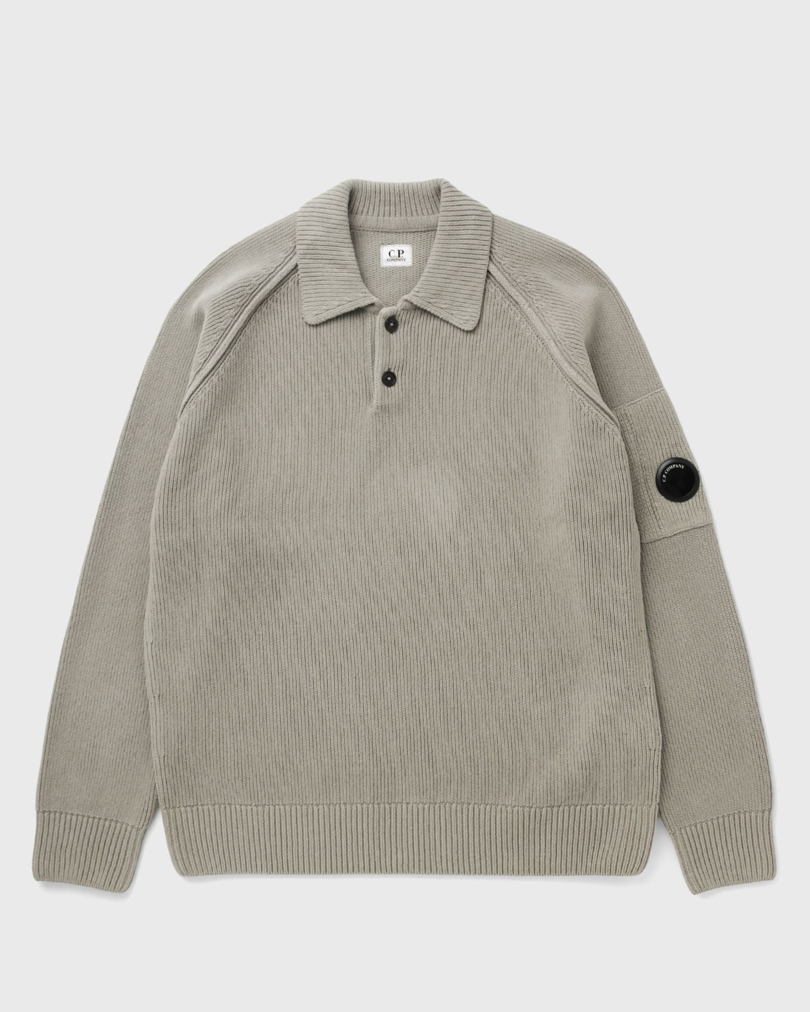C.P. Company CHENILLE COTTON POLO SWEATER, grey