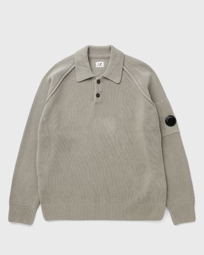 C.P. Company CHENILLE COTTON POLO SWEATER, grey