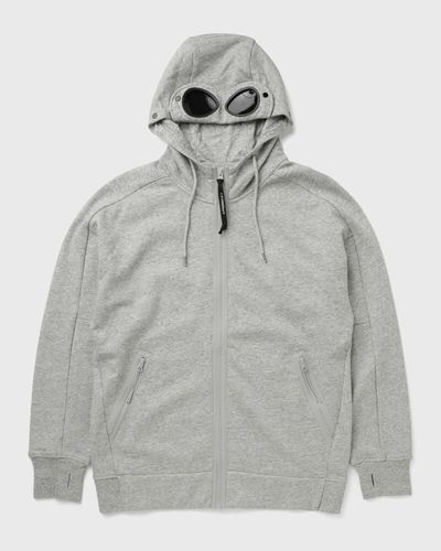 C.P. Company DIAGONAL RAISED FLEECE GOGGLE ZIP SWEATSHIRT, grey