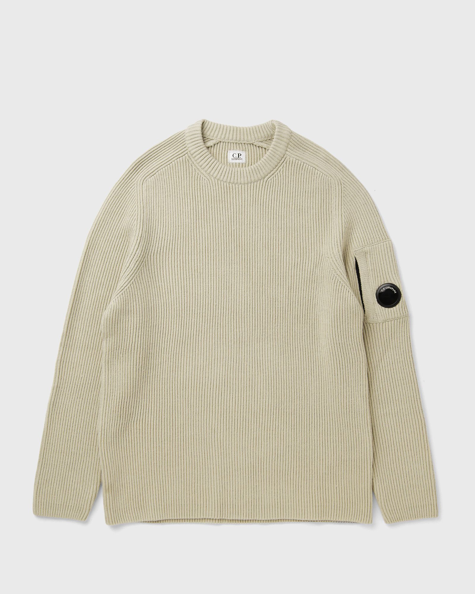 C.P. Company FULL RIB COTTON CREWNECK LENS SWEATER, grey