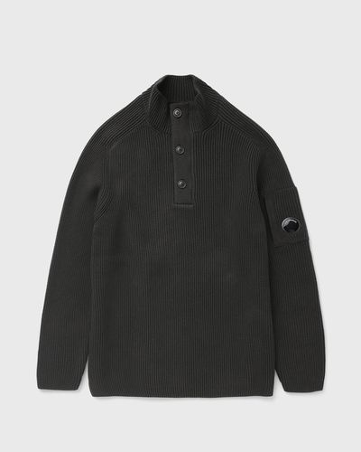 C.P. Company FULL RIB COTTON HALF BUTTON LENS SWEATER, grey
