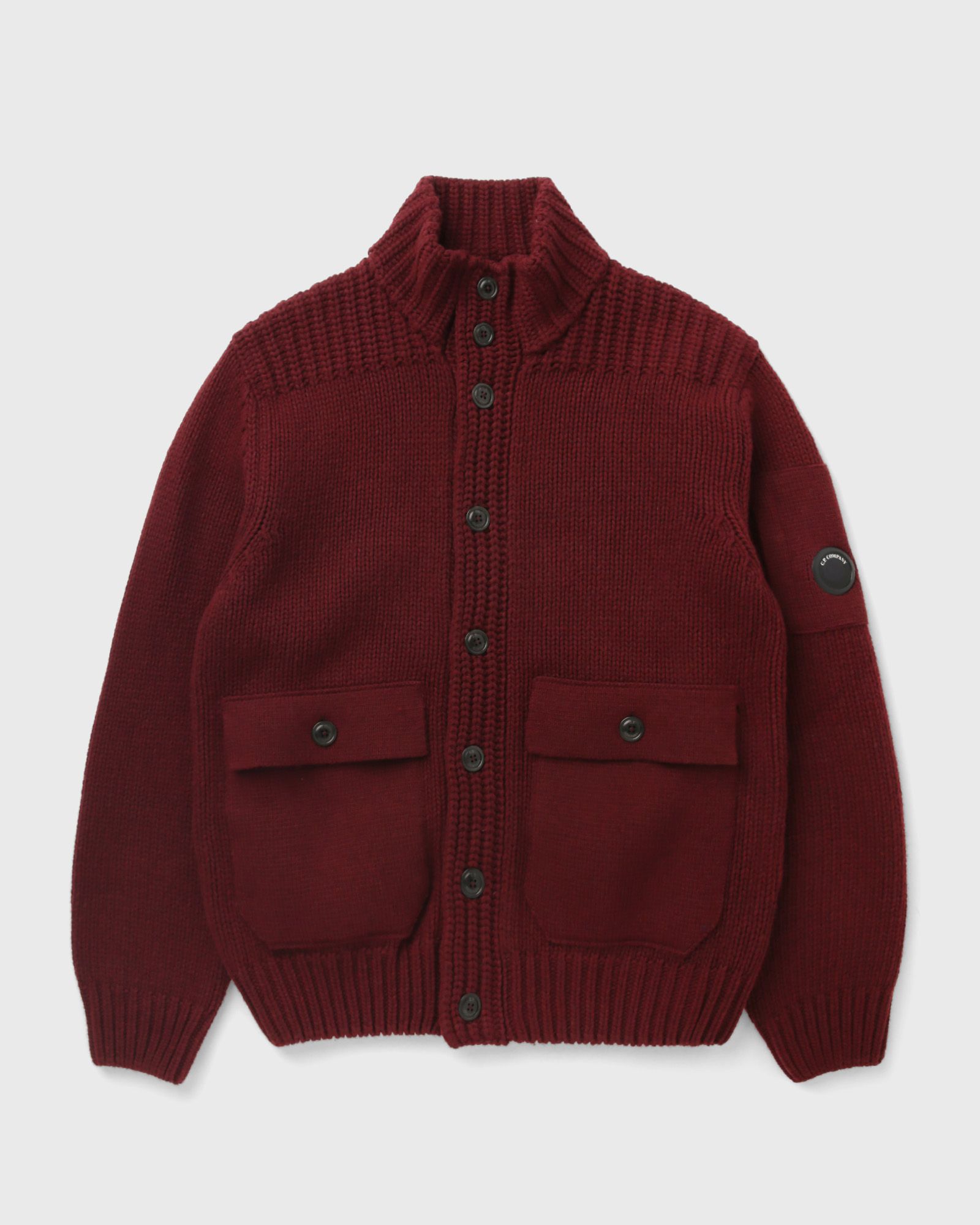 C.P. Company LAMBSWOOL GRS BUTTON LENS SWEATER, red