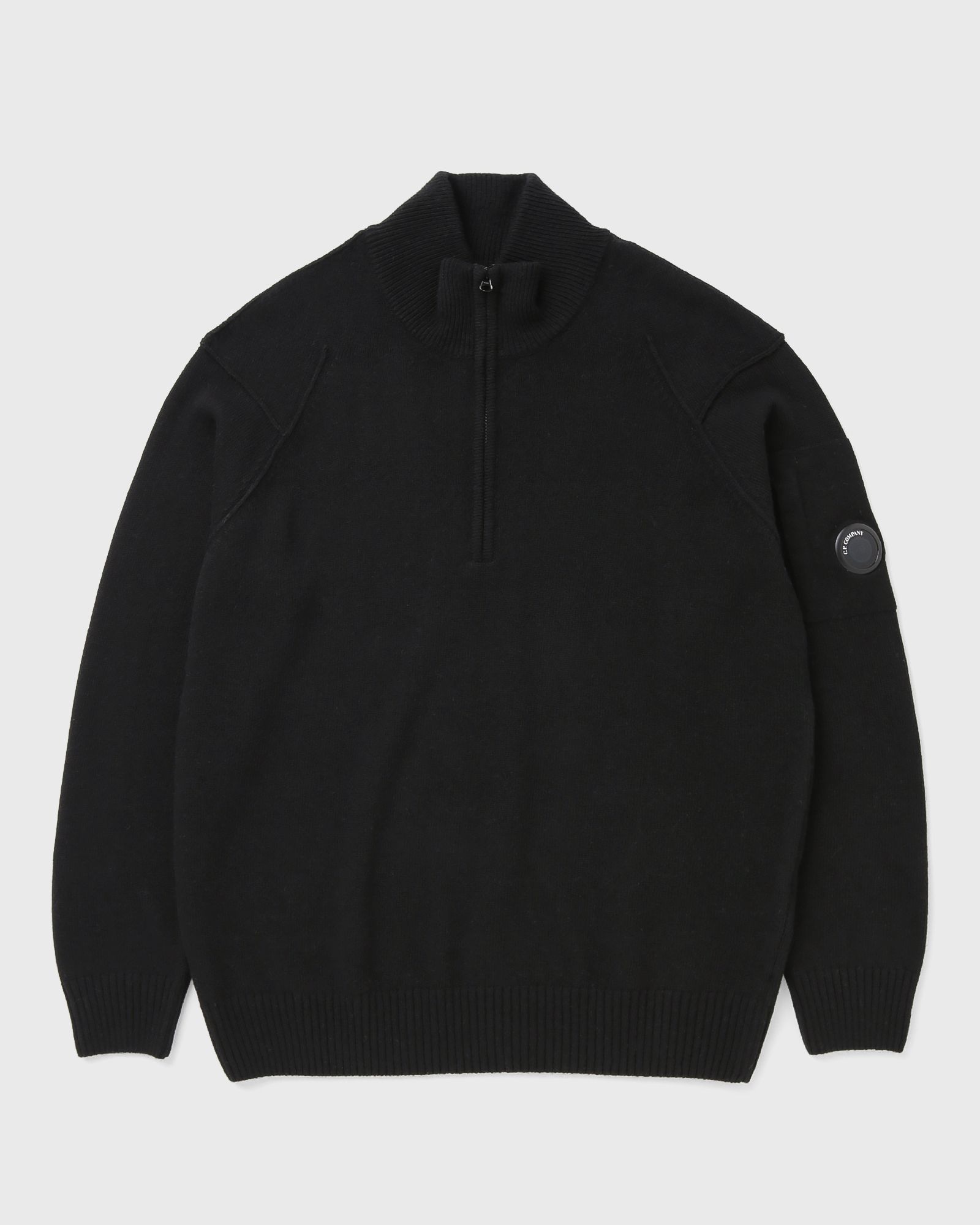 C.P. Company LAMBSWOOL GRS HALF ZIP SWEATER, black