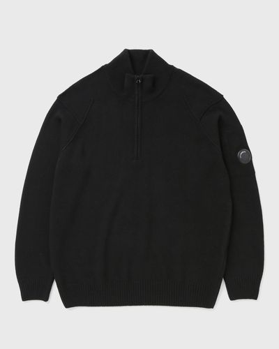 C.P. Company LAMBSWOOL GRS HALF ZIP SWEATER, black