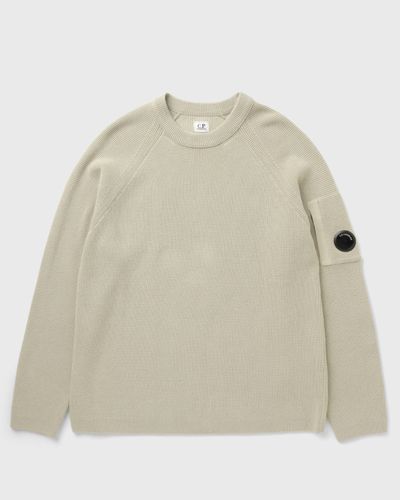 C.P. Company WAFFLE KNIT COTTON CREWNECK LENS SWEATER, grey