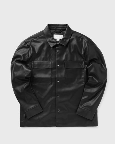 Calvin Klein Jeans LS FAUX LEATHER SHIRT JACKET, black