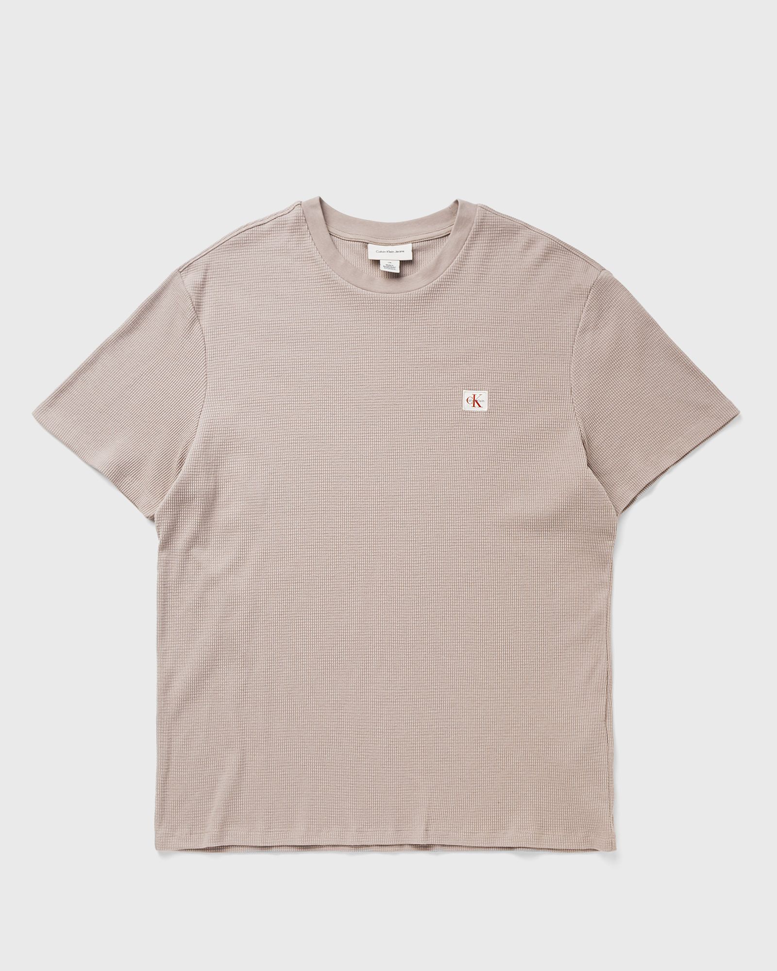 Calvin Klein Jeans SS WAFFLE WOVEN LABEL CREWNK TEE, beige