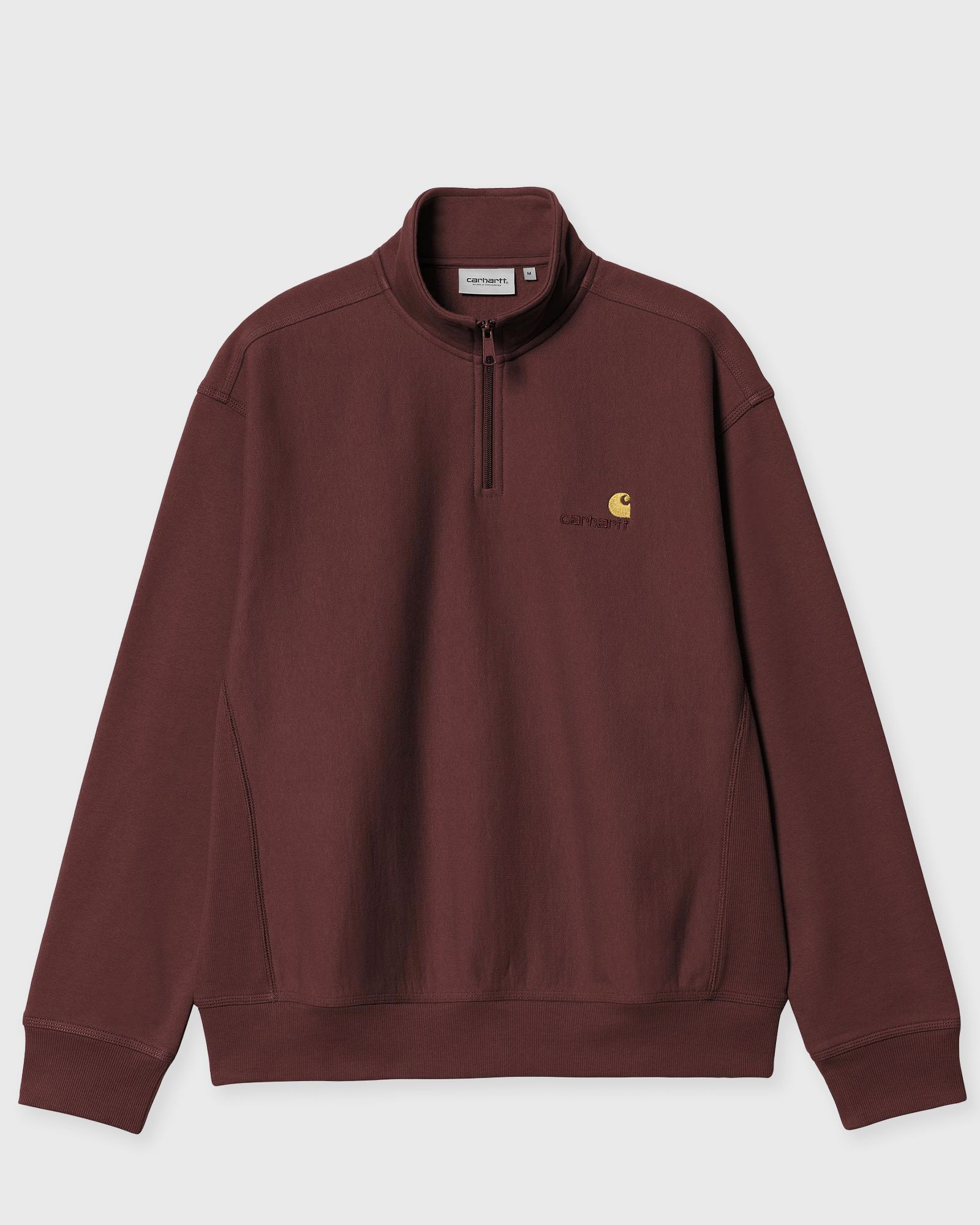 Carhartt WIP Half Zip American Script Sweat, brown
