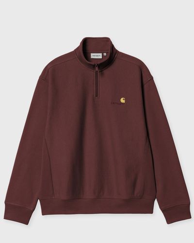 Carhartt WIP Half Zip American Script Sweat, brown