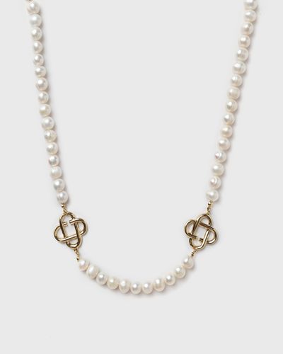 Casablanca MEDIUM PEARL LOGO NECKLACE, 