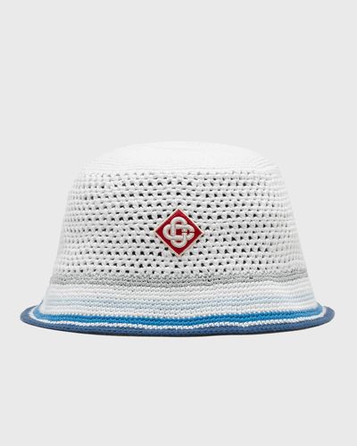 Casablanca MESH STRIPE CROCHET HAT, white
