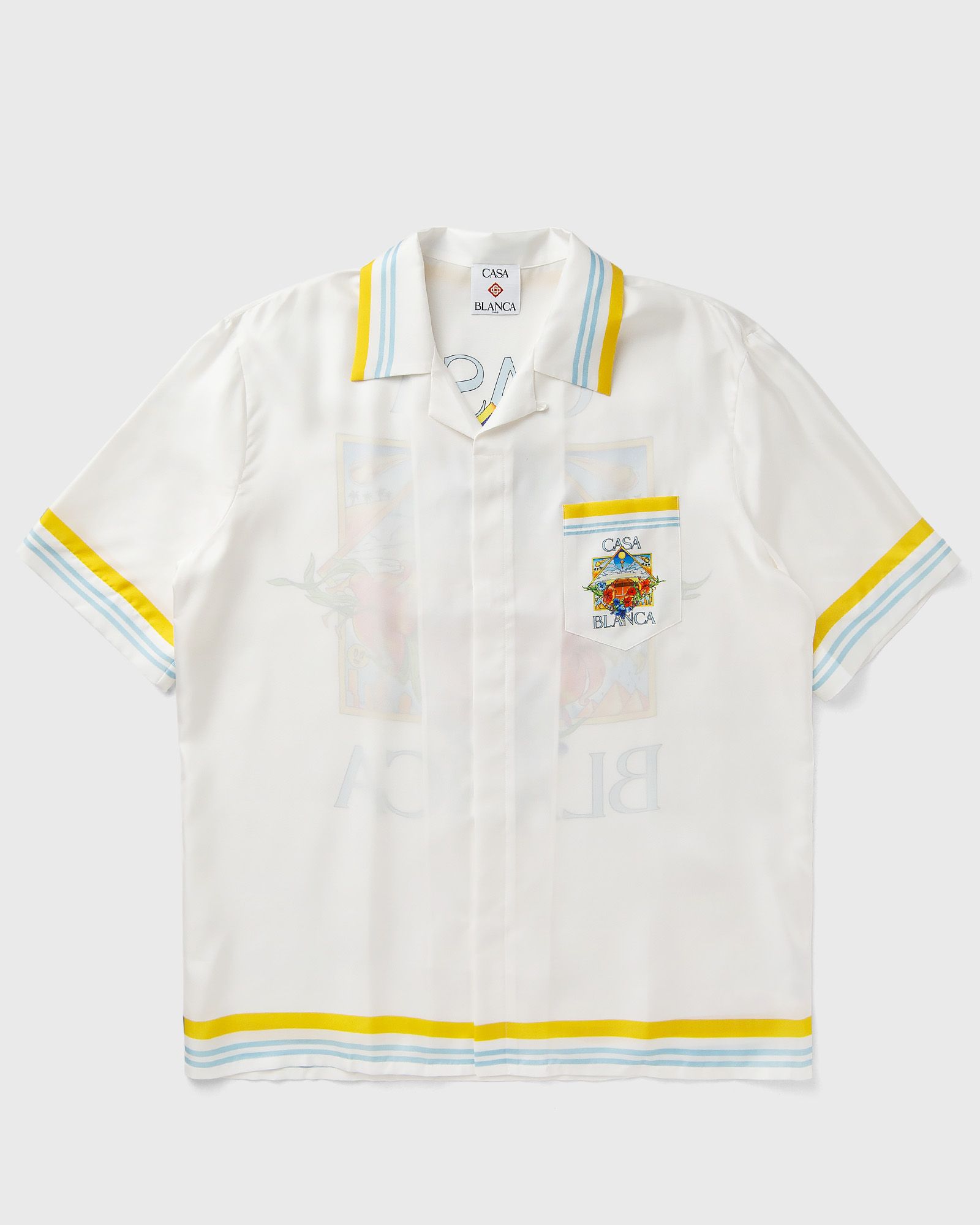 Casablanca TENNIS LANDSCAPE CUBAN COLLAR SS SHIRT, white
