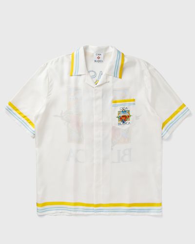 Casablanca TENNIS LANDSCAPE CUBAN COLLAR SS SHIRT, white