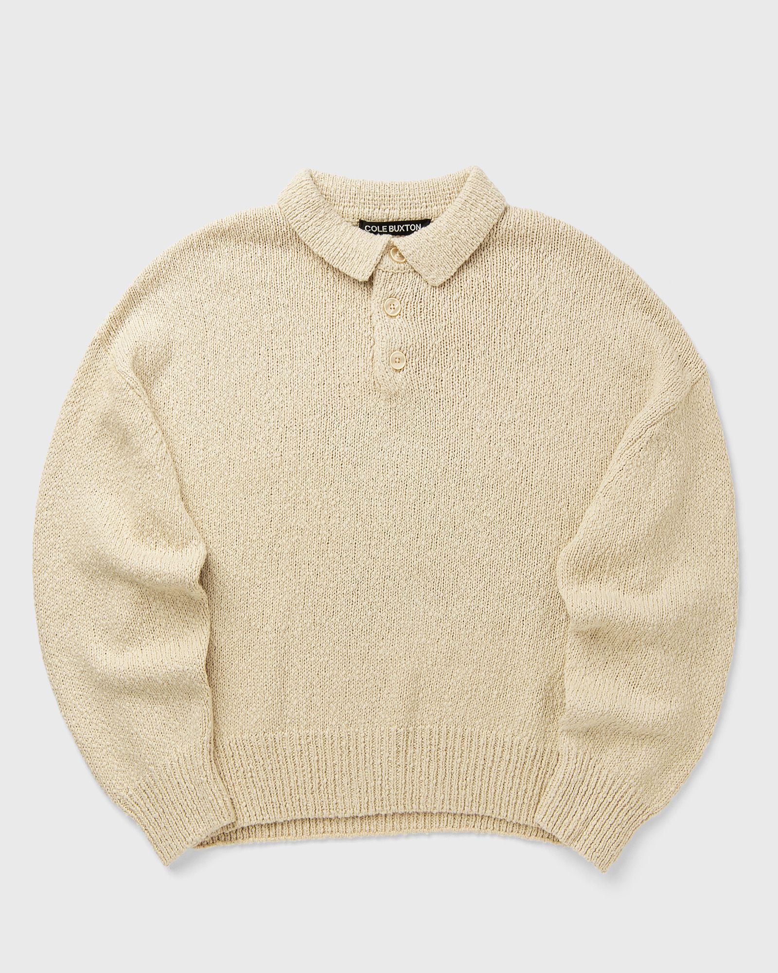 Cole Buxton BEACH KNIT POLO SWEATER, white