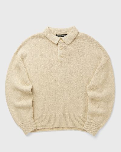 Cole Buxton BEACH KNIT POLO SWEATER, white