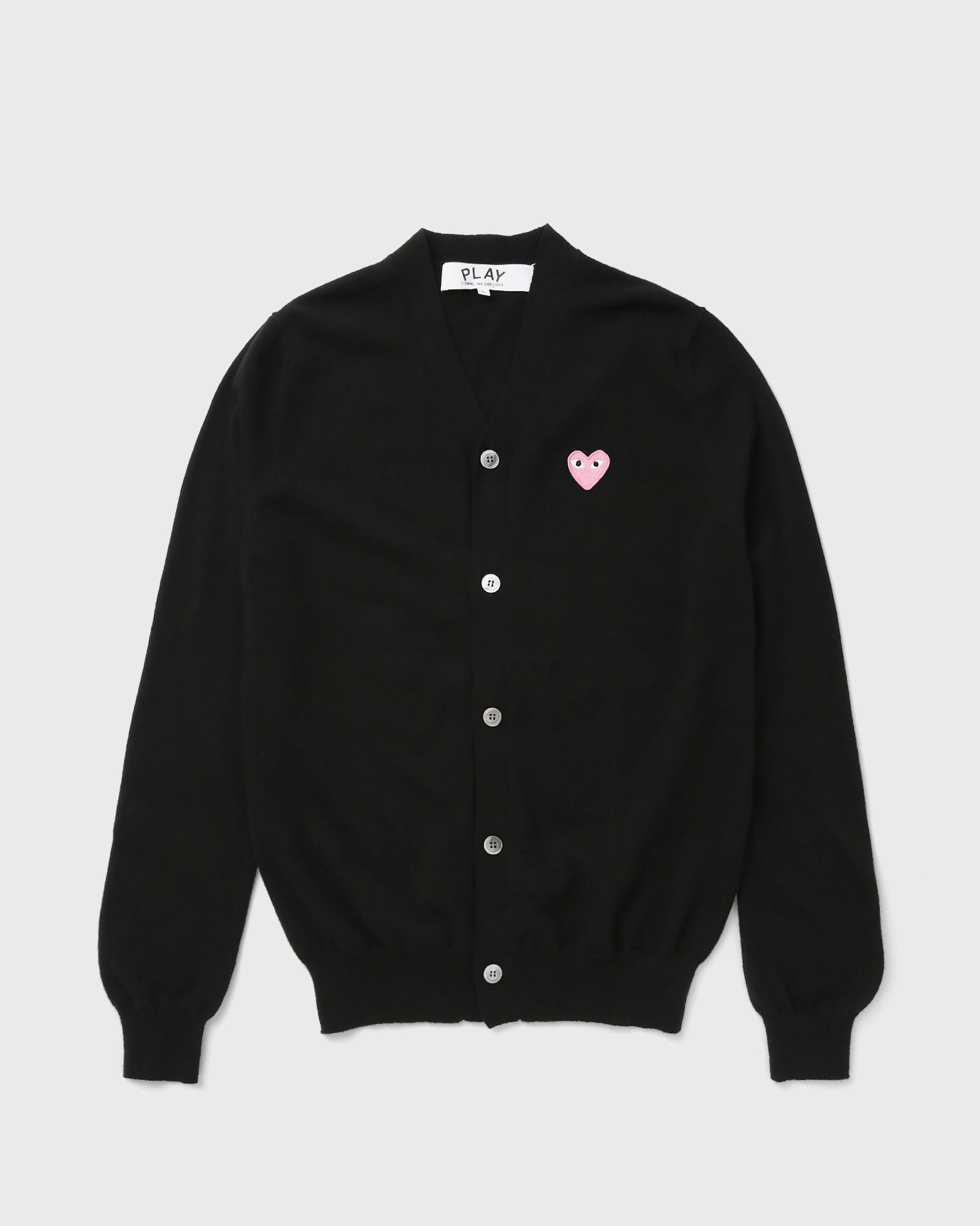 Comme des Garçons Play PINK EMBLEM V-NECK CARDIGAN, black