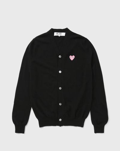 Comme des Garçons Play PINK EMBLEM V-NECK CARDIGAN, black