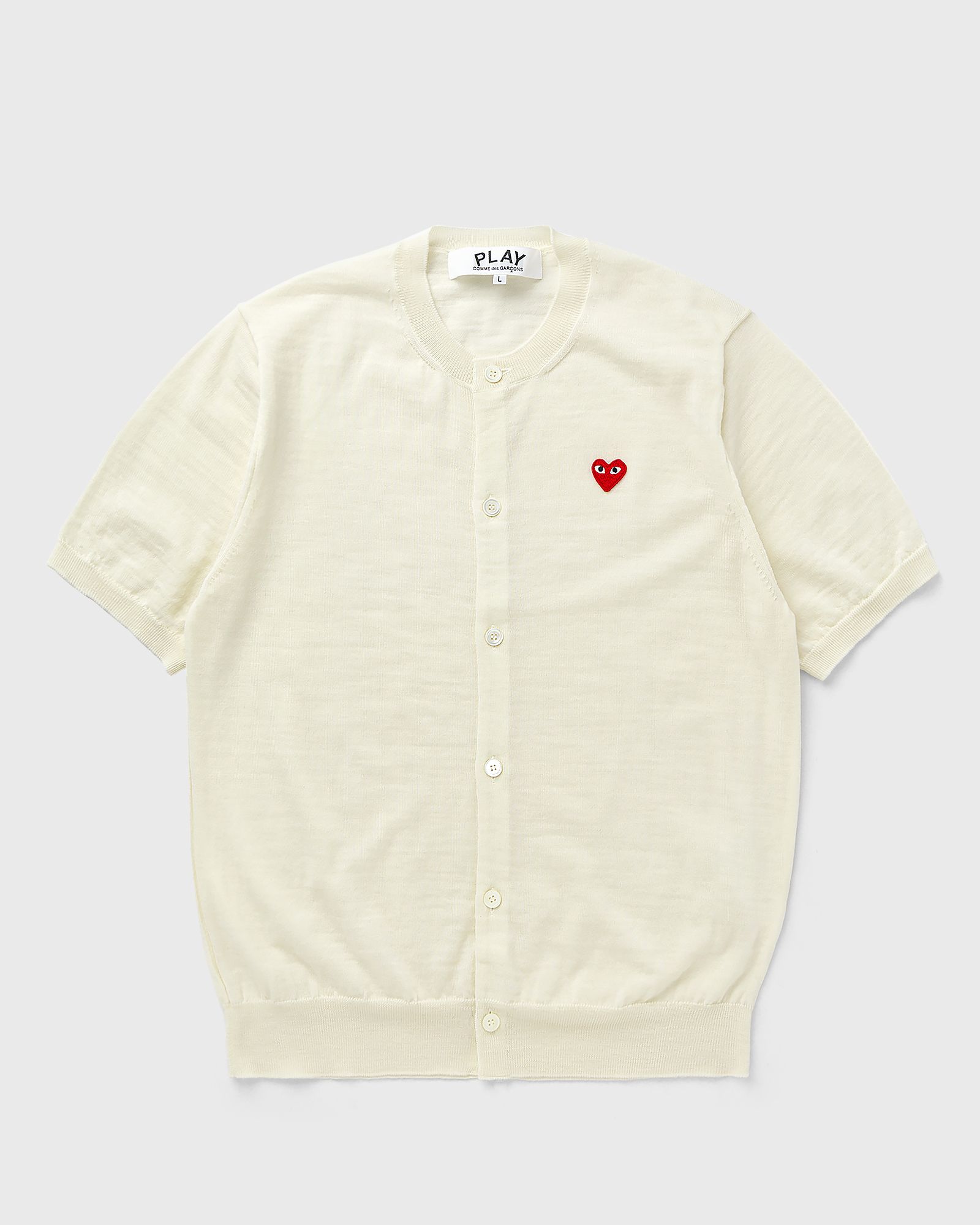 Comme des Garçons Play ROUND-NECK RED EMBLEM KNIT, white
