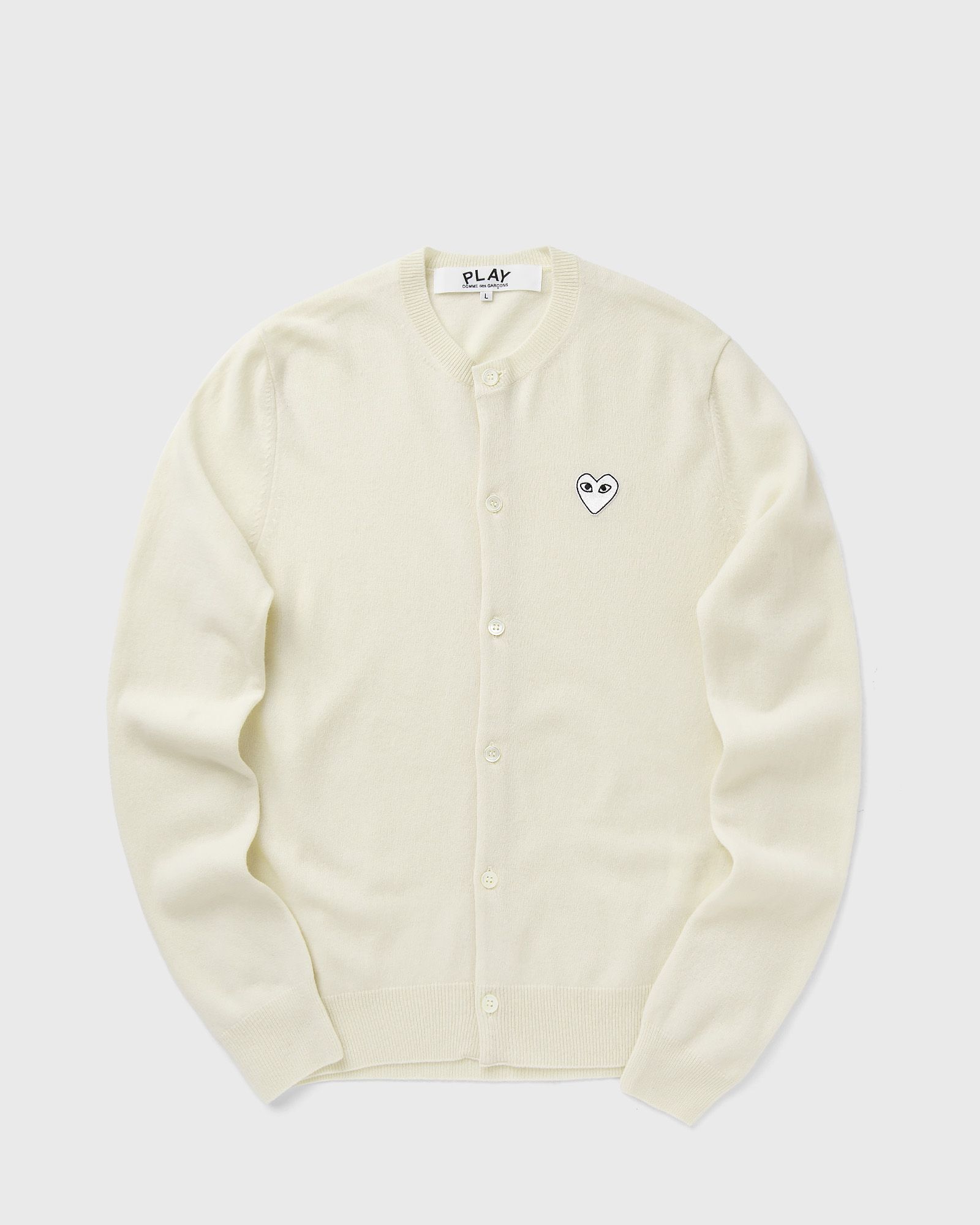 Comme des Garçons Play ROUND-NECK WHITE EMBLEM KNIT, beige
