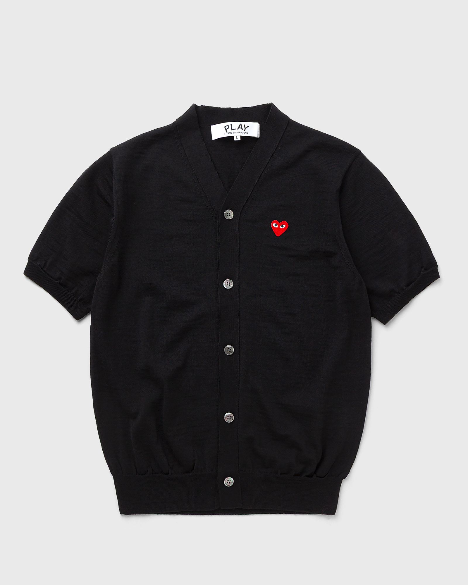 Comme des Garçons Play V-NECK CARDIGAN RED EMBLEM KNIT, black