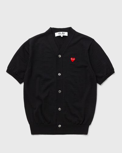 Comme des Garçons Play V-NECK CARDIGAN RED EMBLEM KNIT, black