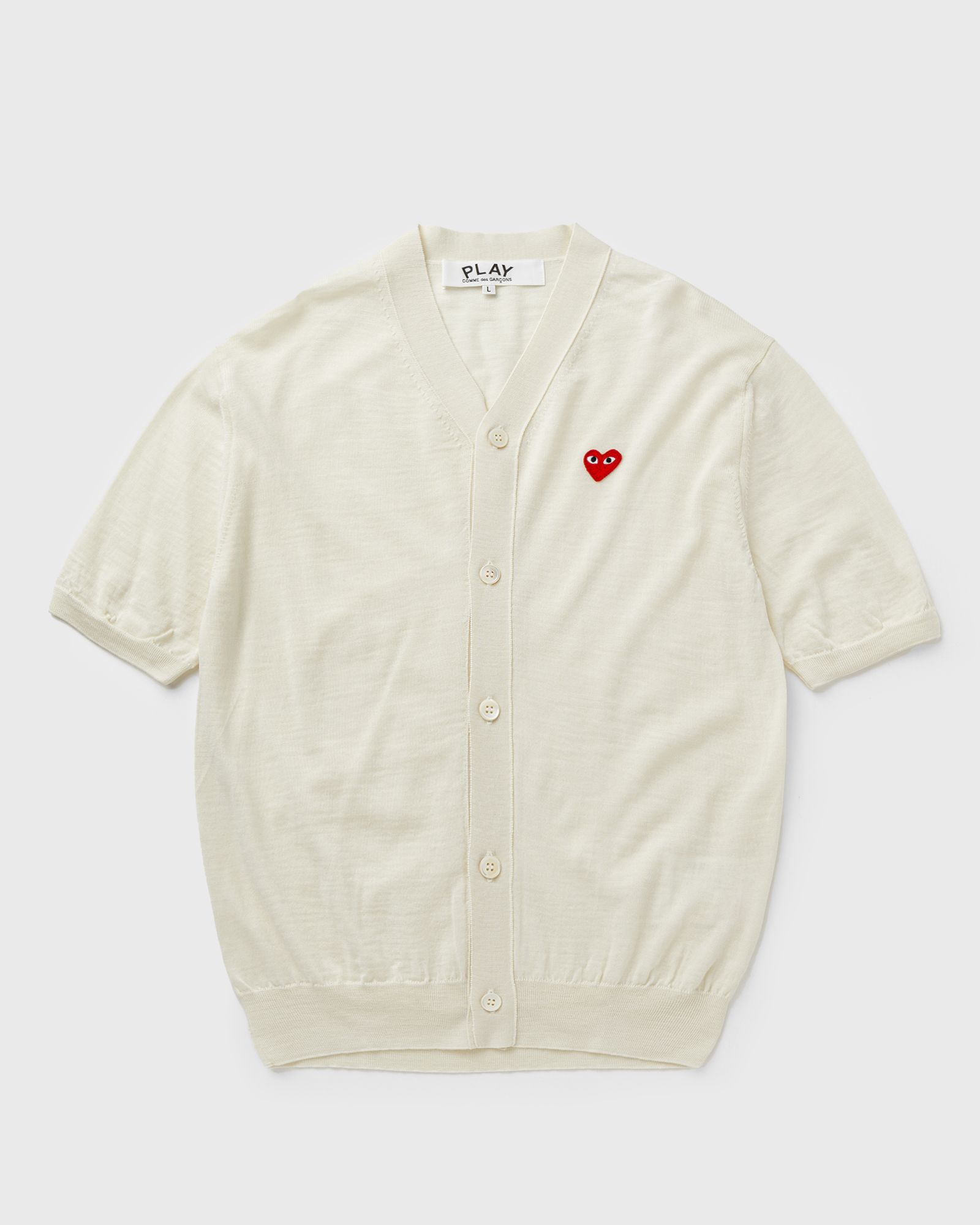 Comme des Garçons Play V-NECK CARDIGAN RED EMBLEM KNIT, white