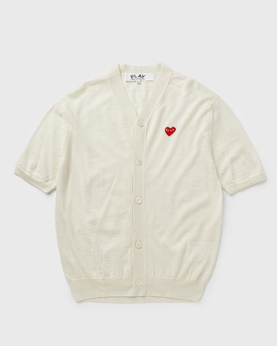 Comme des Garçons Play V-NECK CARDIGAN RED EMBLEM KNIT, white