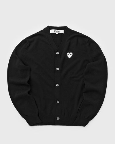 Comme des Garçons Play V-NECK CARDIGAN WHITE EMBLEM KNIT, black