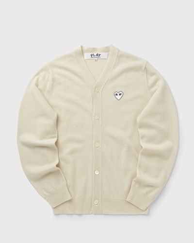 Comme des Garçons Play V-NECK CARDIGAN WHITE EMBLEM KNIT, beige