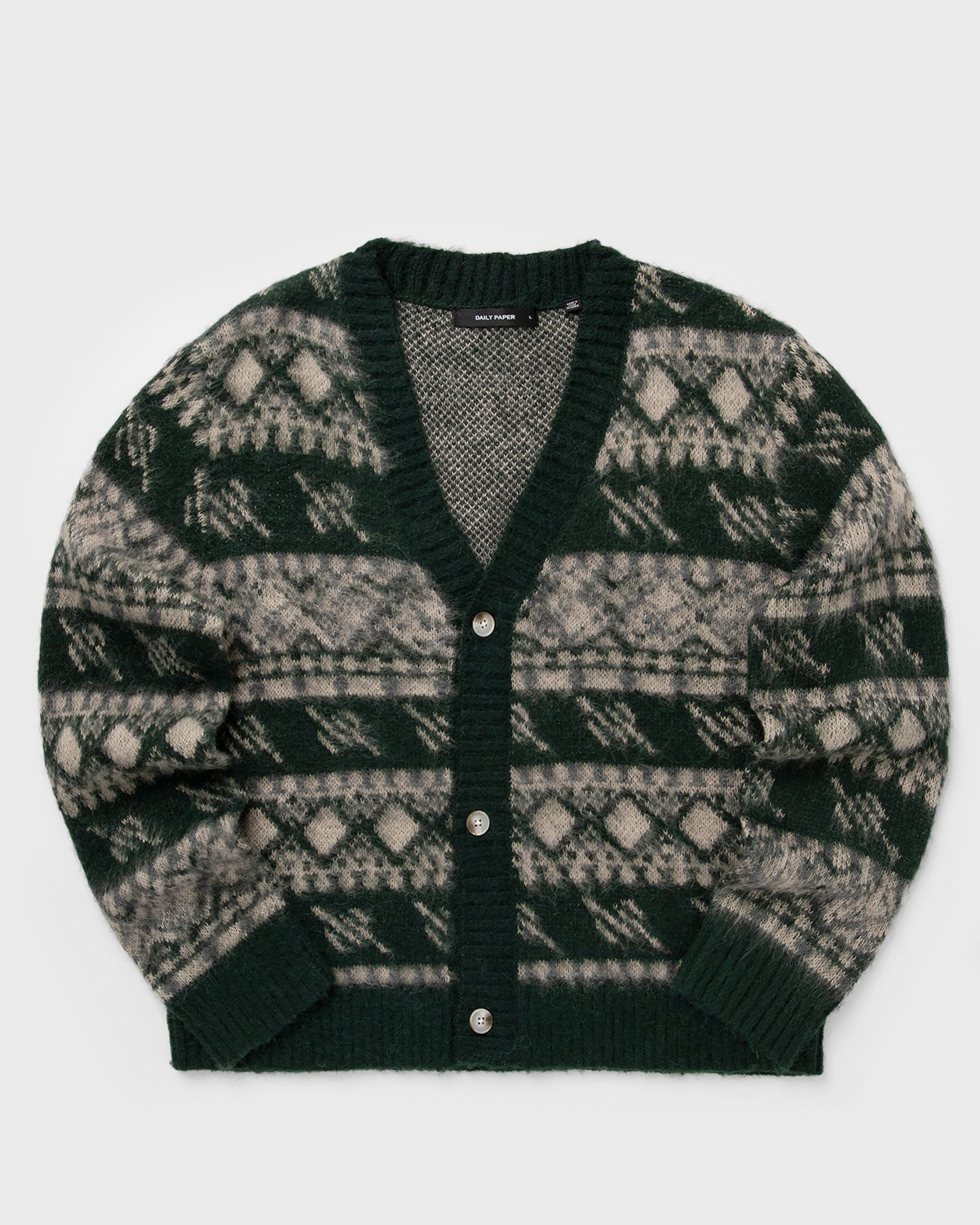 Daily Paper Pattern check cardigan, green