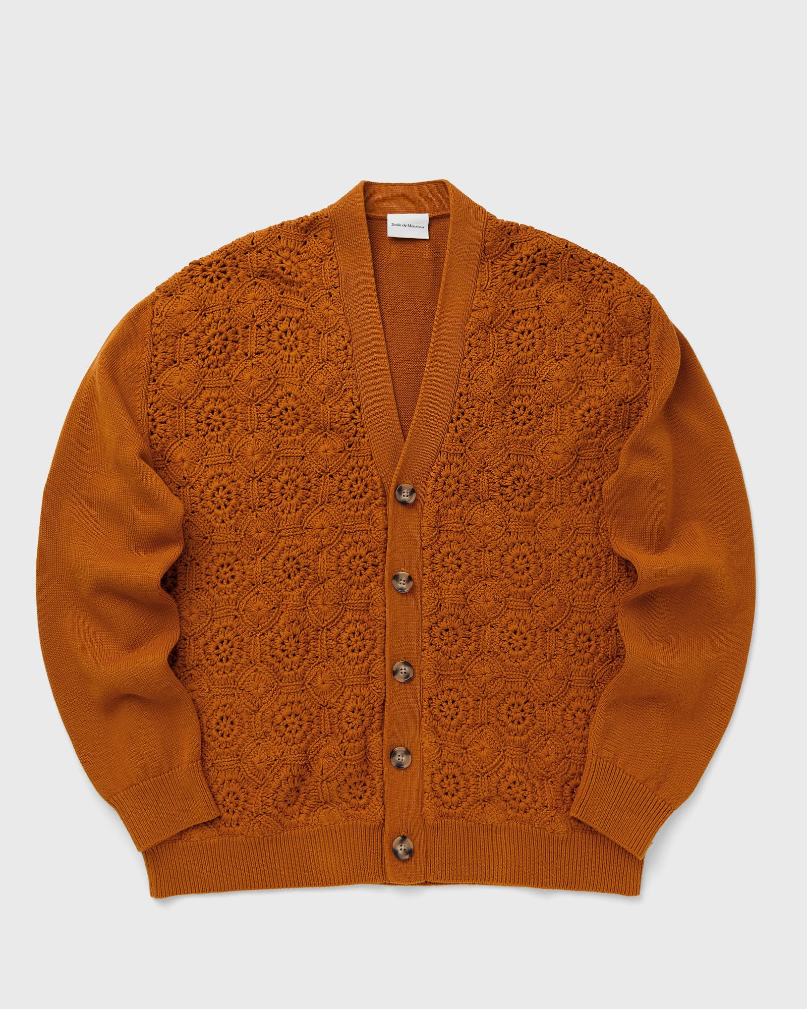 Drôle de Monsieur Cardigan Maille Crochet, orange
