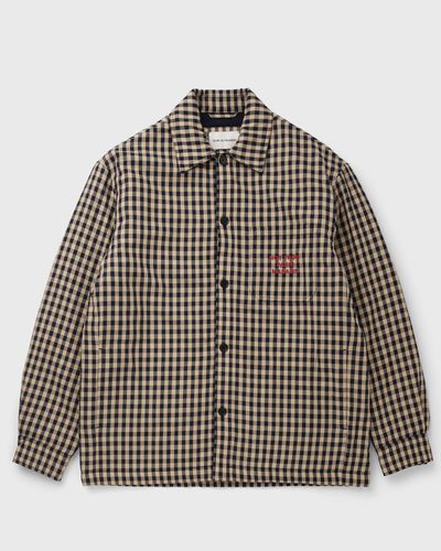 Drôle de Monsieur Check Overshirt With Slogan, beige