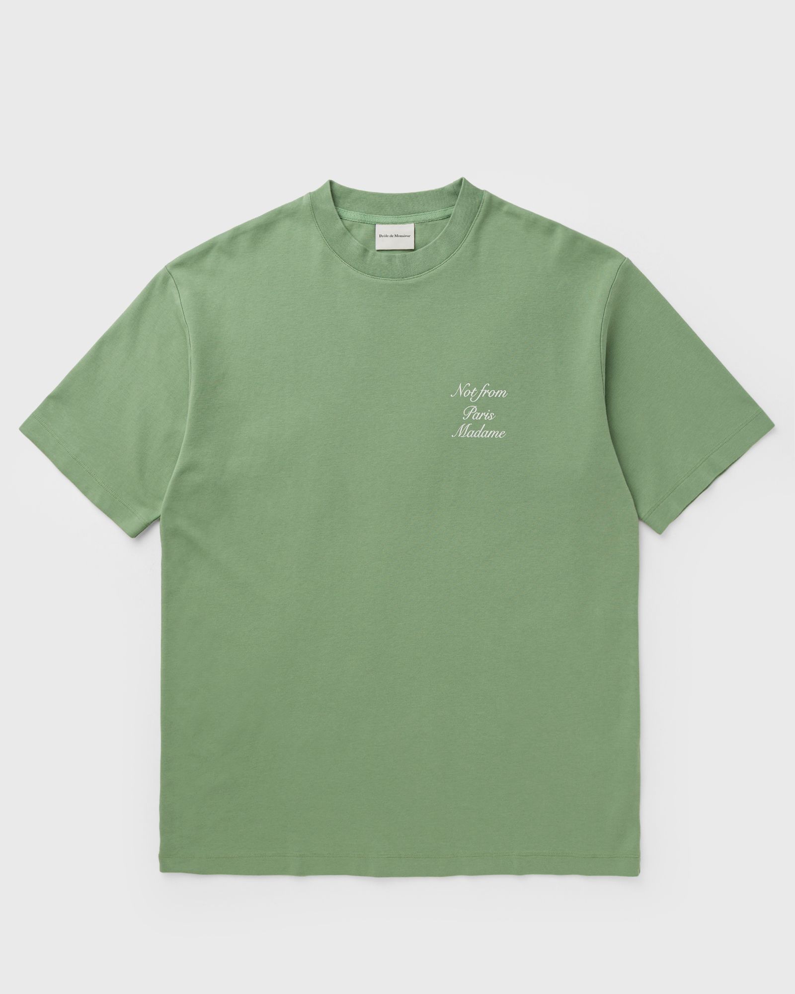 Drôle de Monsieur Le T-Shirt Slogan Calligraphy, green