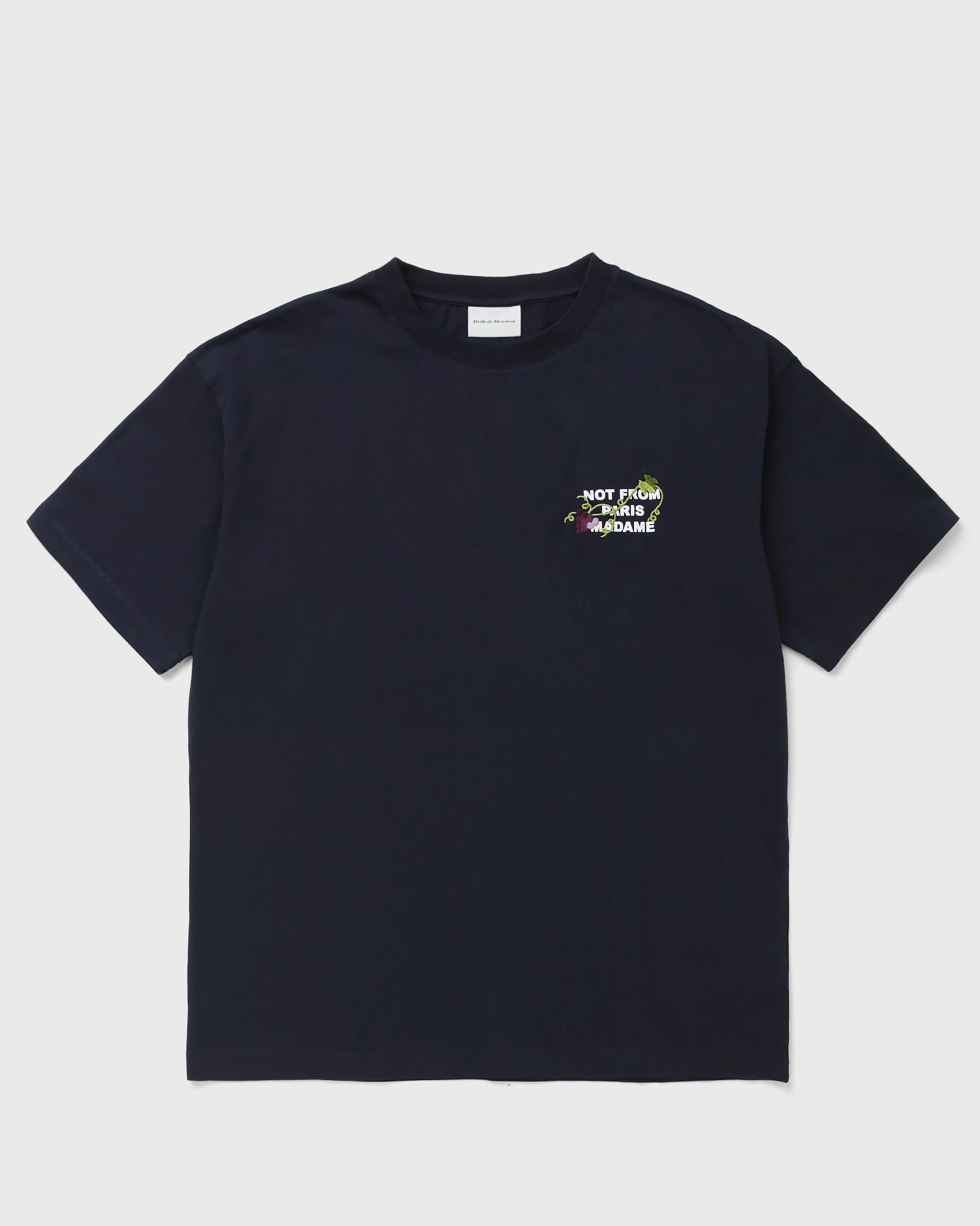 Drôle de Monsieur Vine Embroidered Slogan Tee, blue