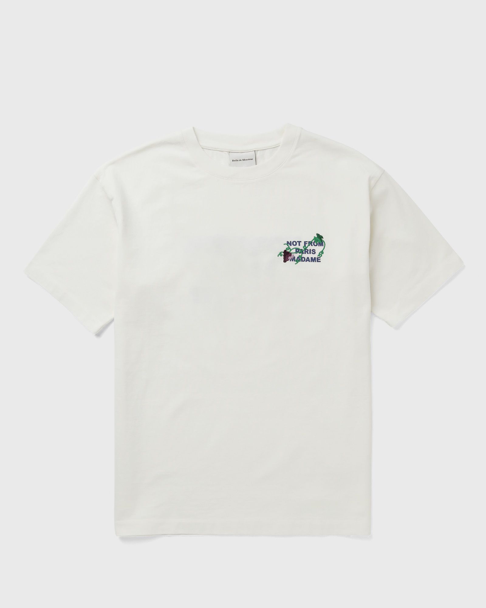 Drôle de Monsieur Vine Embroidered Slogan Tee, beige