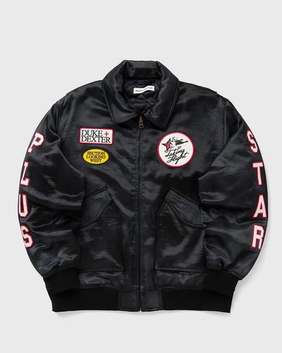 Duke & Dexter Plus Star Satin Bomber Jacket, black