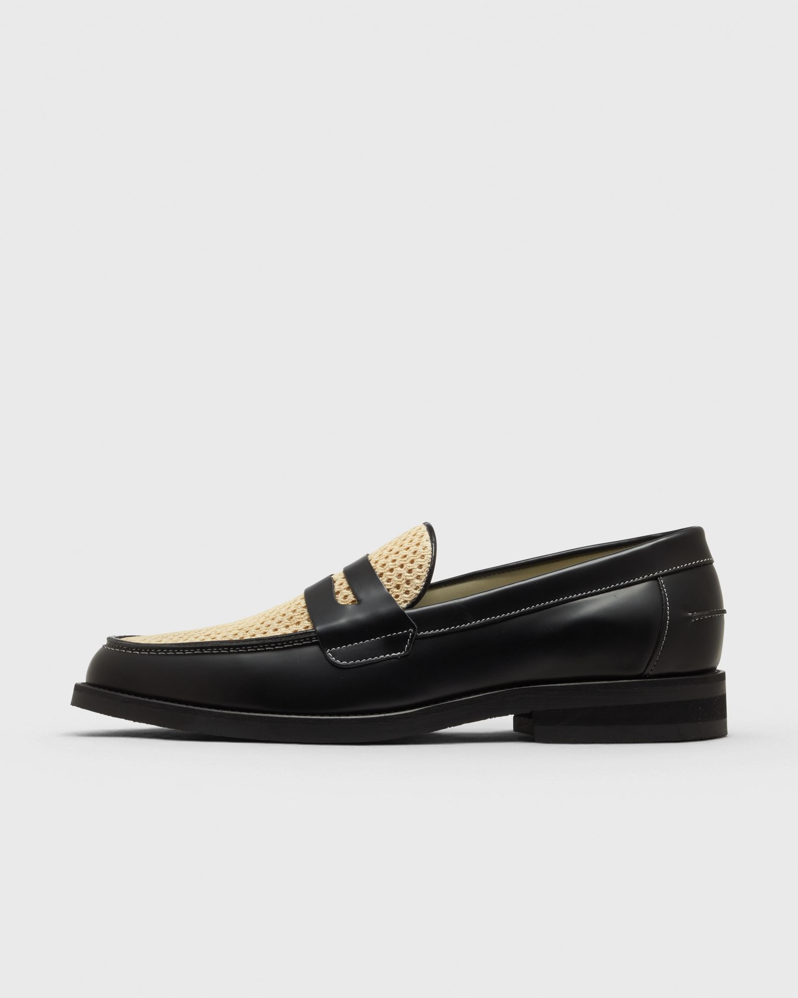 Duke & Dexter Wilde Rattan Penny Loafer, black|beige