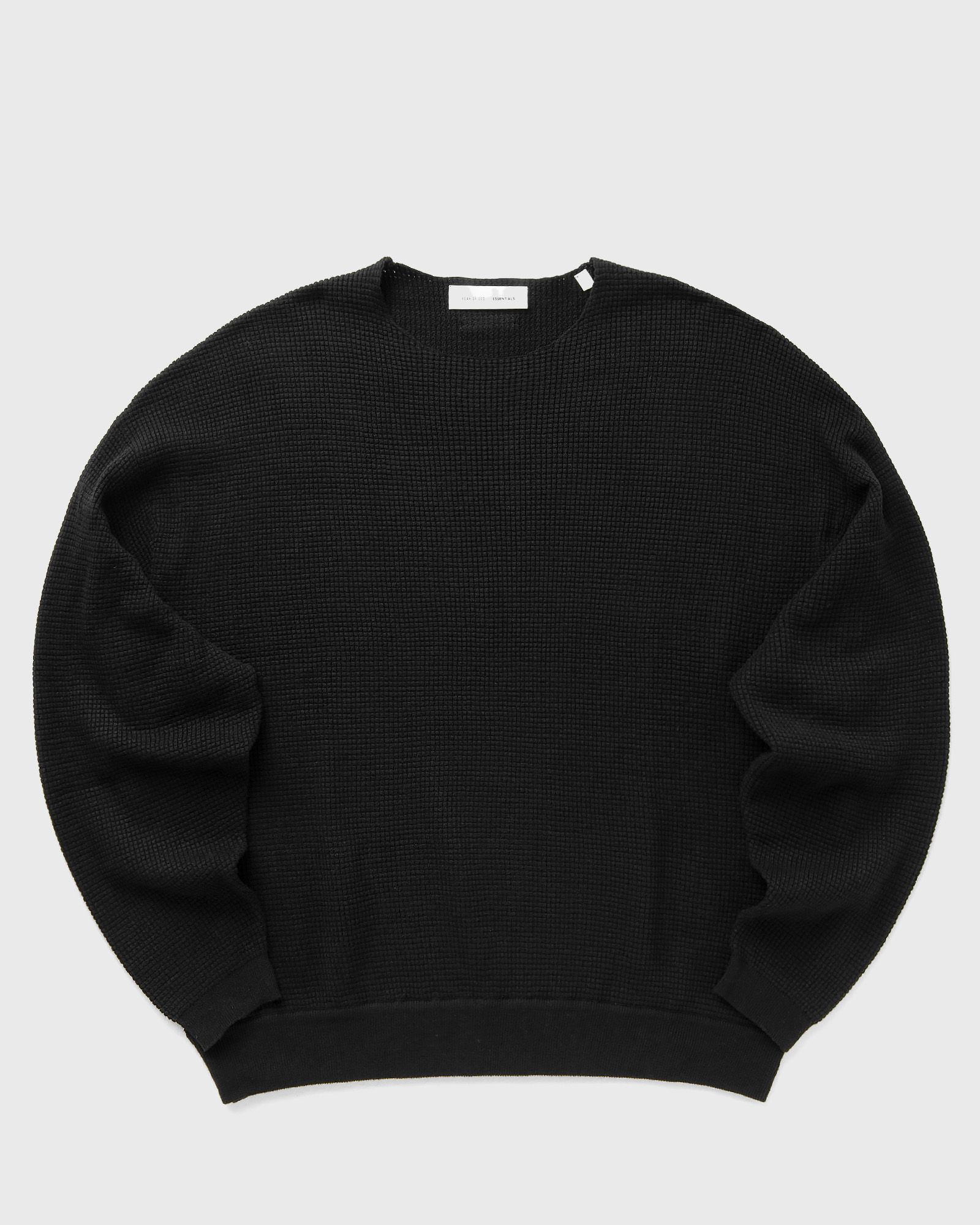 Fear of God Essentials WAFFLE CREWNECK 90'S SWEATER, black