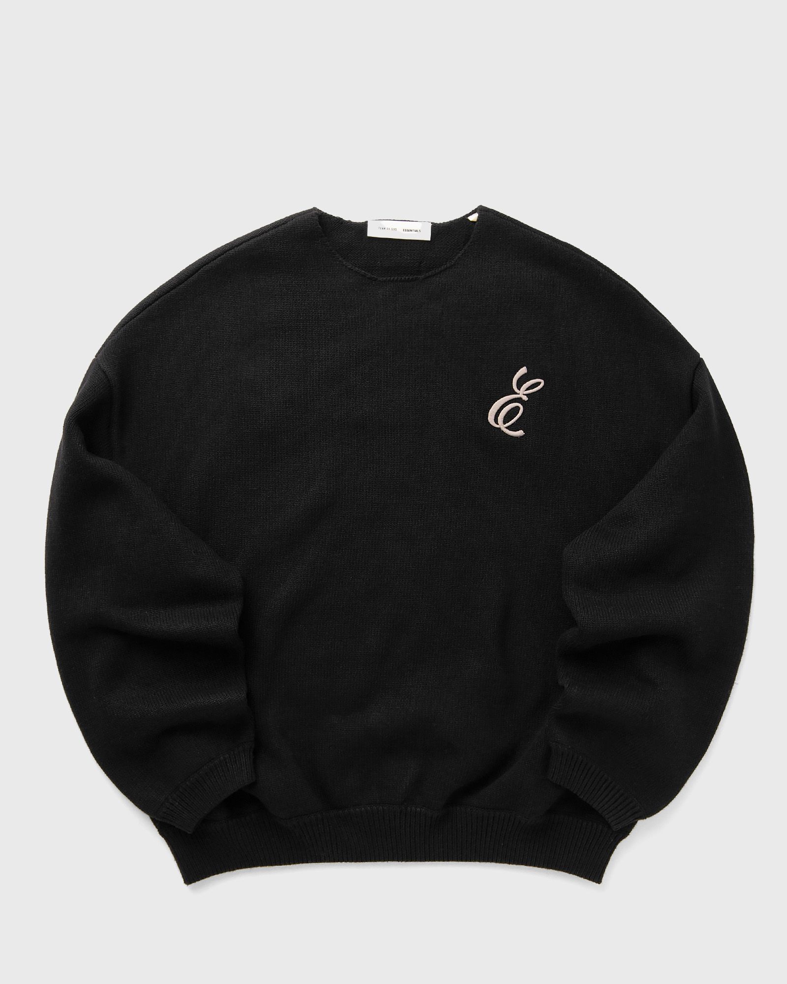 Fear of God Essentials WAFFLE CREWNECK SWEATER, black