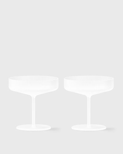 Ferm LIVING Ripple ChampagneSaucers-Setof2-Frosted, white