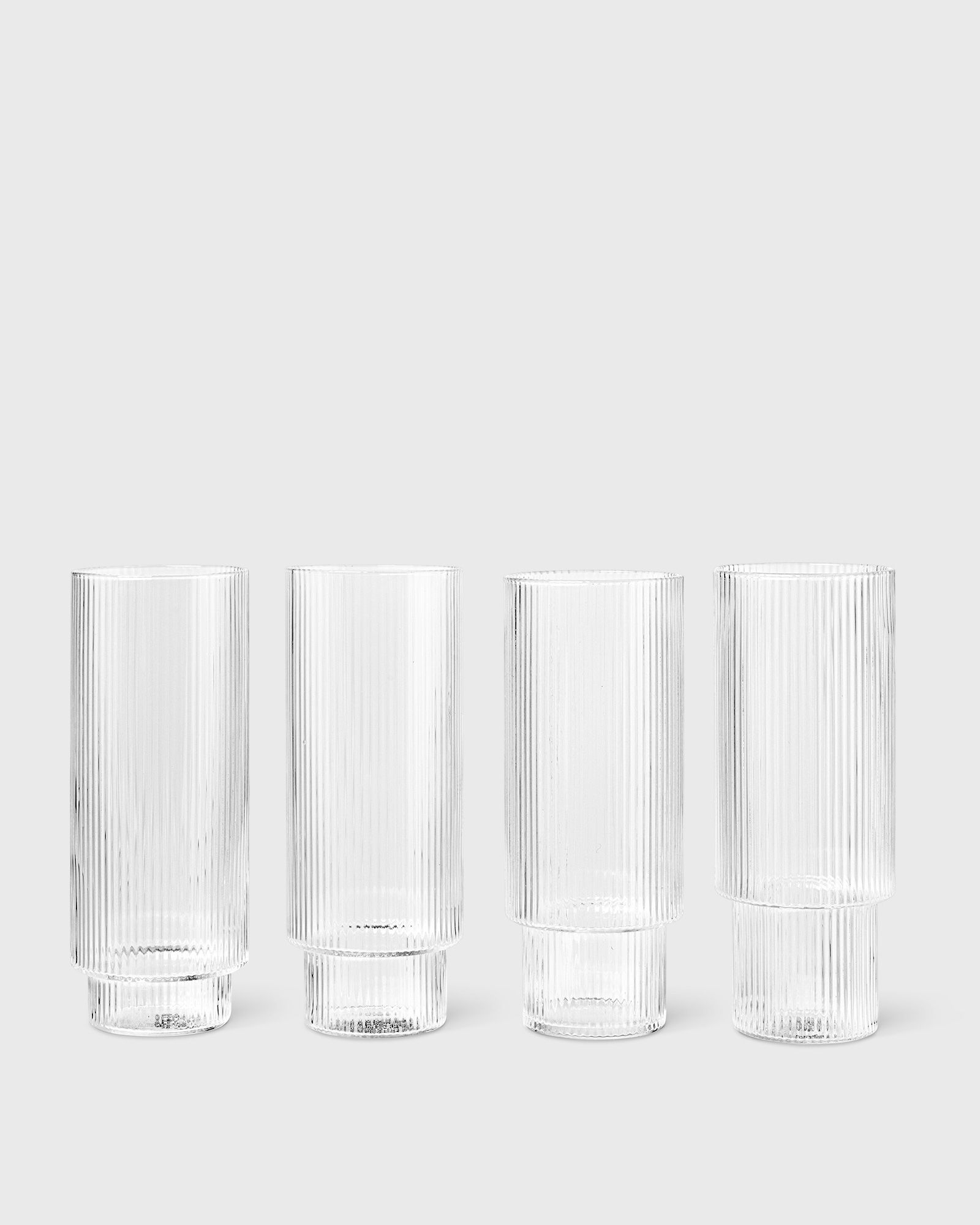 Ferm LIVING Ripple Long Drink Glasses - Set of 4, 
