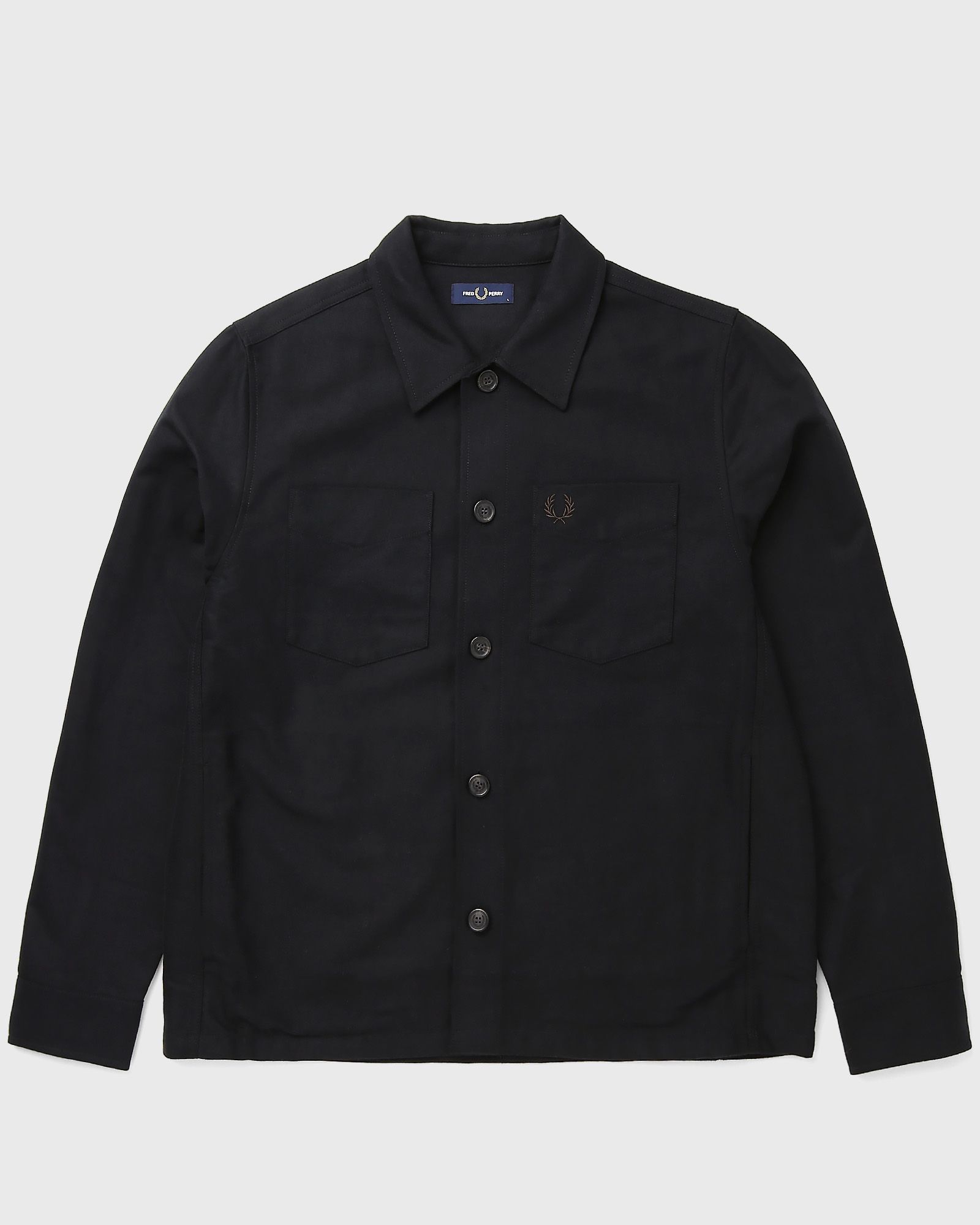 VAN GRAAF Fred Perry Herren Schwarz Overshirt Regular Fit Baumwolle Klein - Bild 3