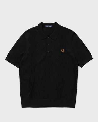 Fred Perry CABLE KNITTED SHIRT, black