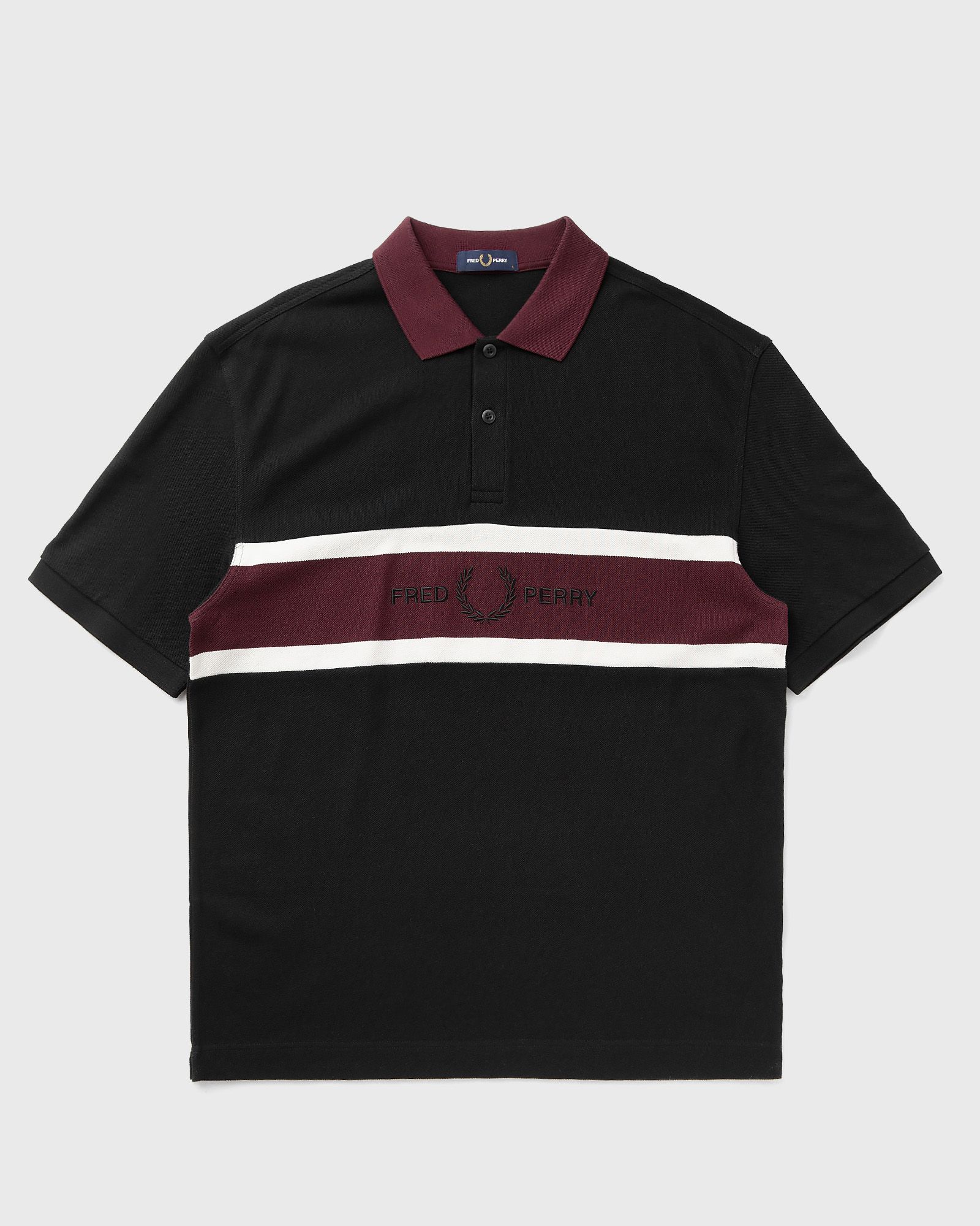 Fred Perry EMBROIDERED PANEL POLO SHIRT, black