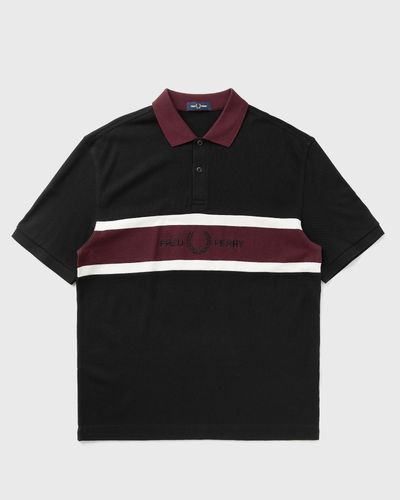 Fred Perry EMBROIDERED PANEL POLO SHIRT, black